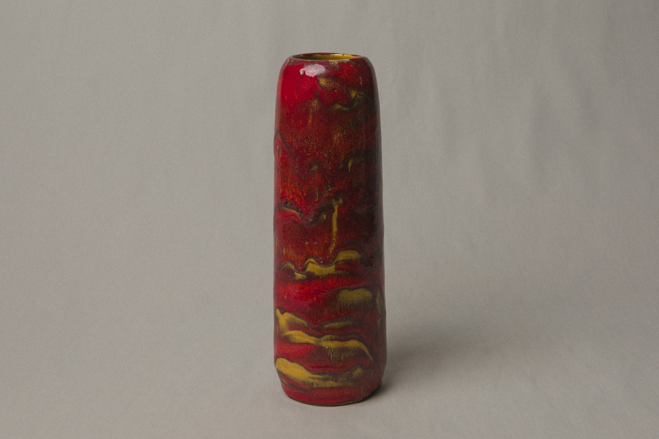 Red streaked VASE by Pesthidegkút Ceramics Factory _ 992