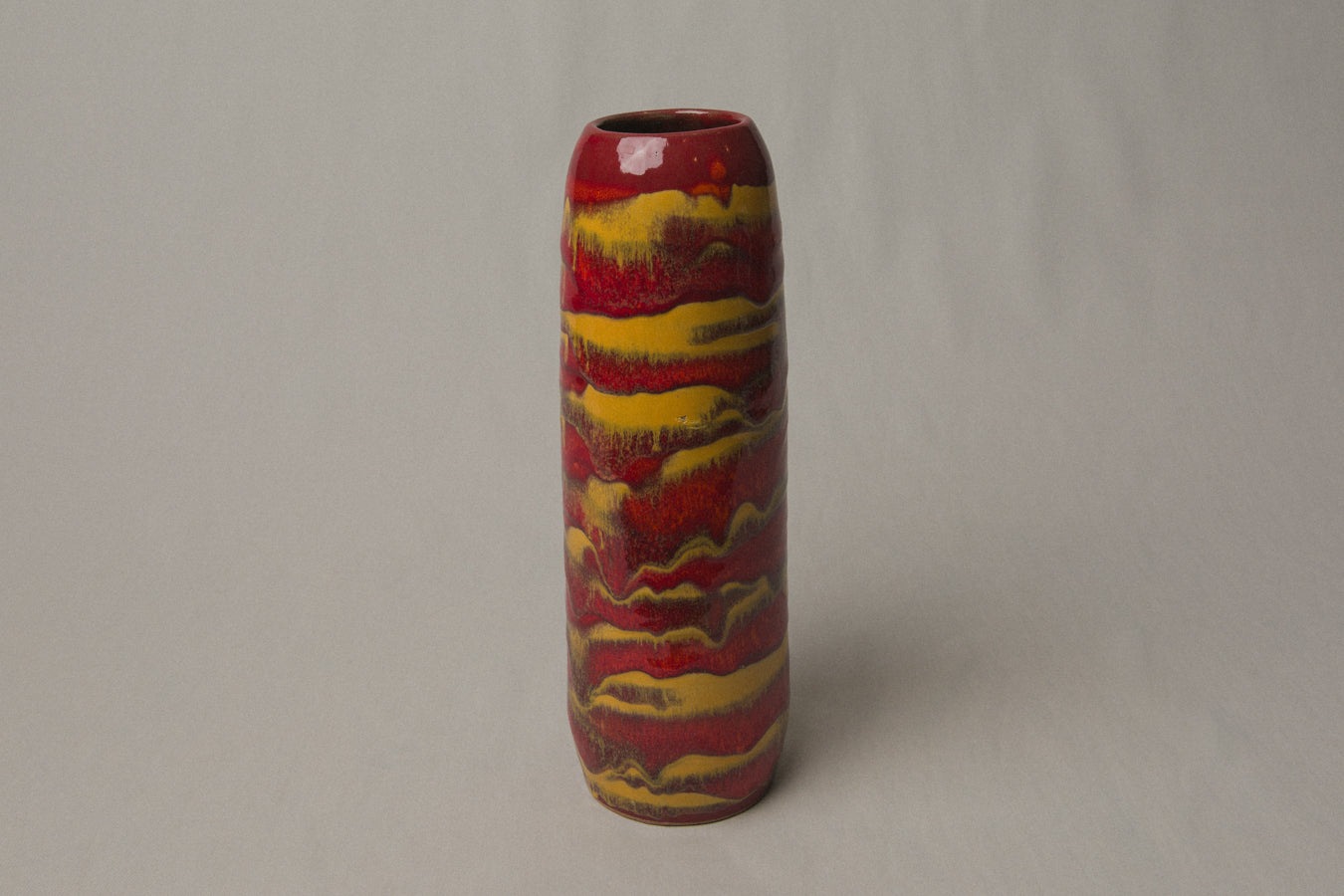 Red streaked VASE by Pesthidegkút Ceramics Factory _ 993