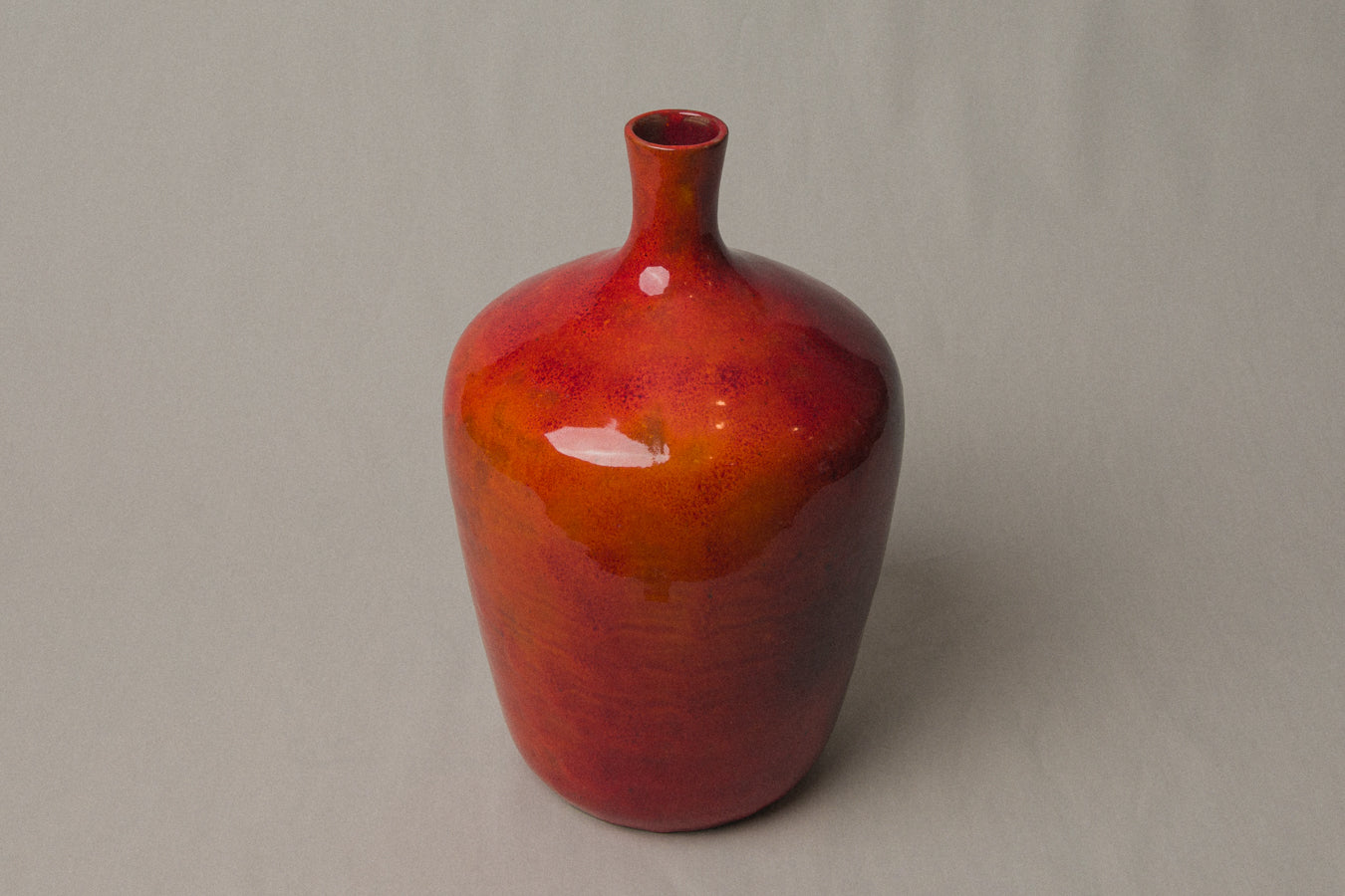 Red VASE with Glaze Runs by Éva Bod _ 1012