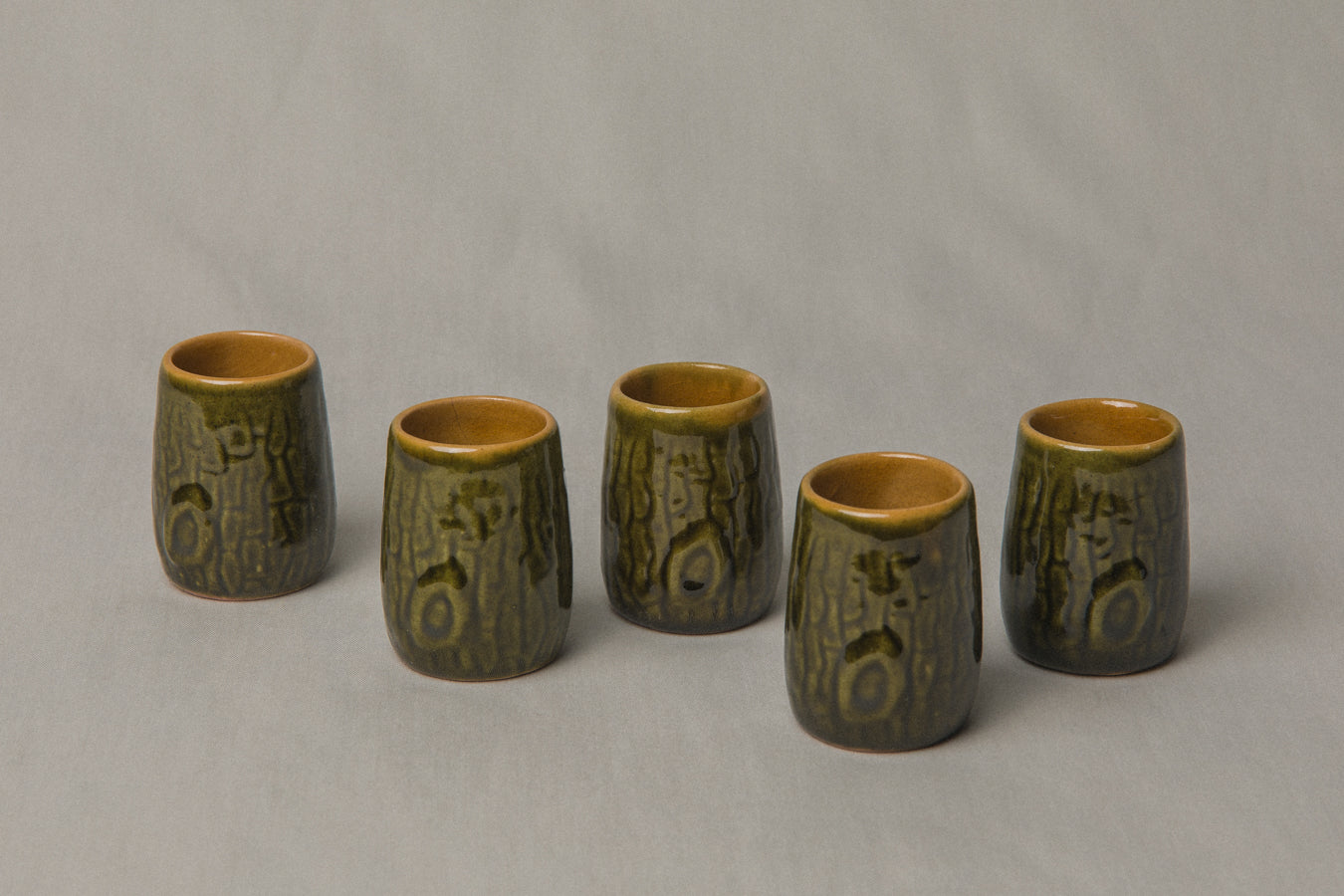 Set of five tree bark TUMBLERS _ 1185