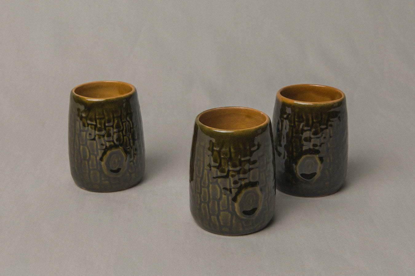 Set of three tree bark TUMBLERS _ 1189