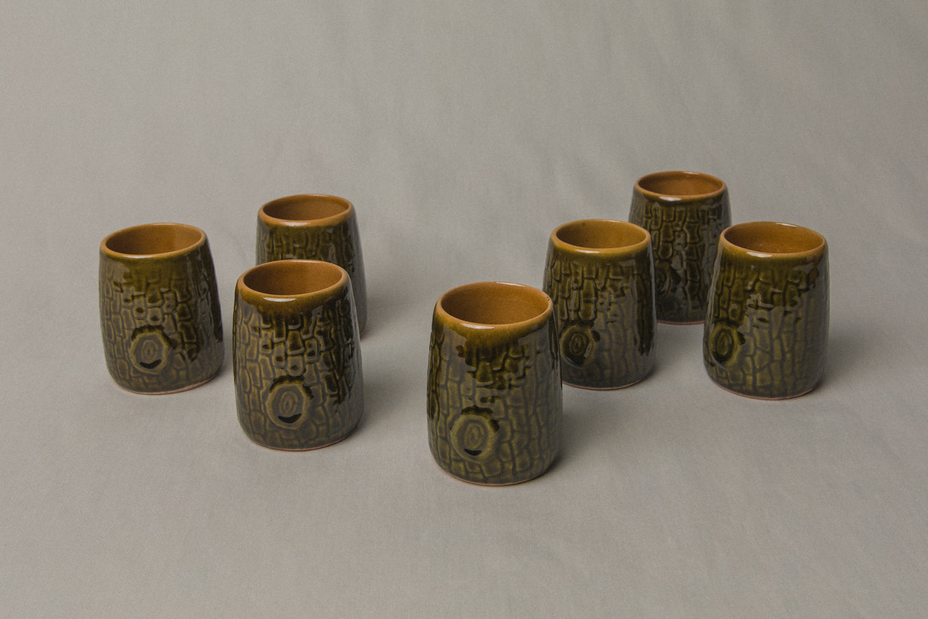 Set of nine tree bark TUMBLERS _ 1192