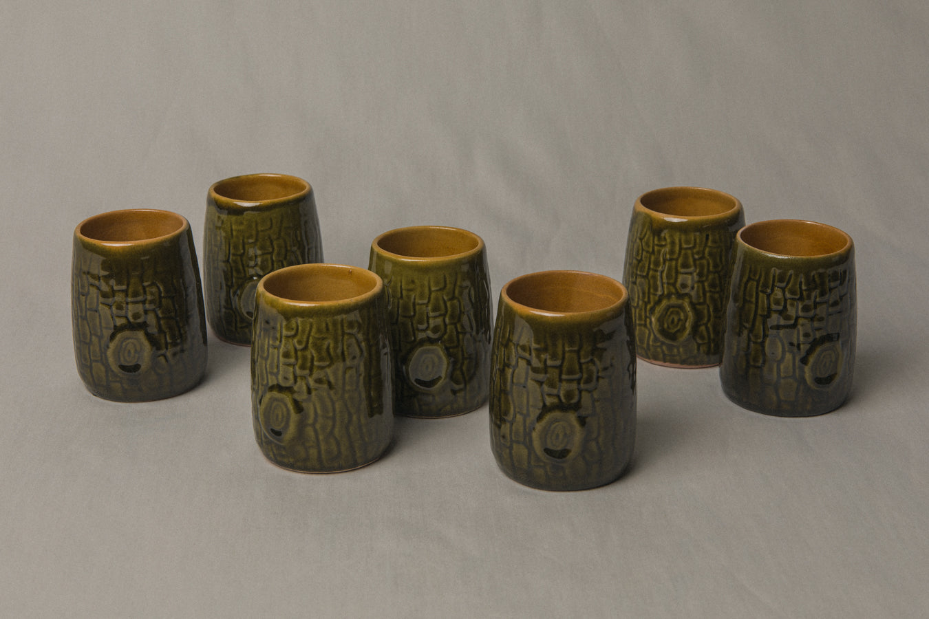 Set of nine tree bark TUMBLERS _ 1193
