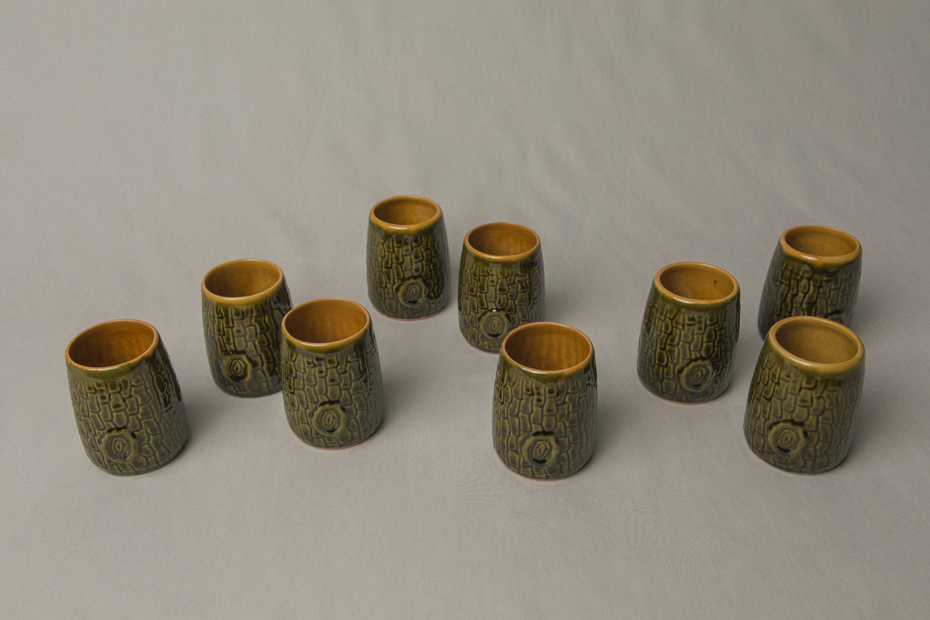 Set of nine tree bark TUMBLERS _ 1194