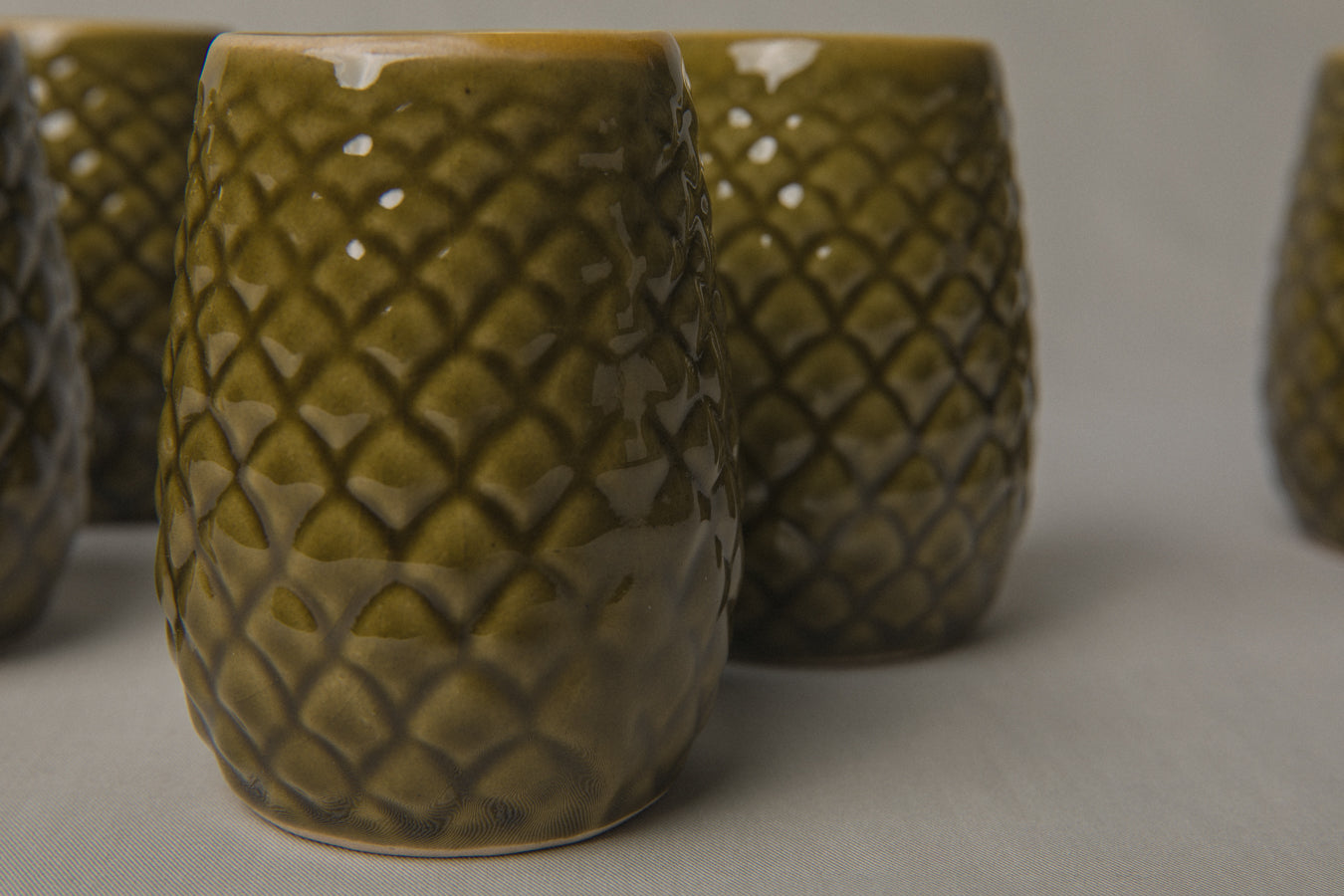 Set of six pine cone TUMBLERS _ 1196