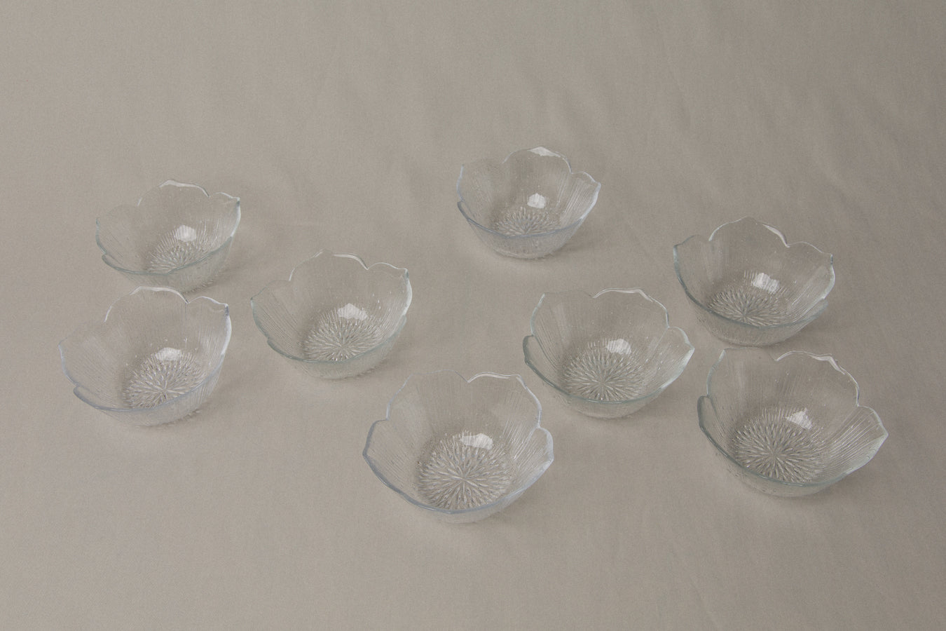 Set of five textured glass BOWLS small _ 1204