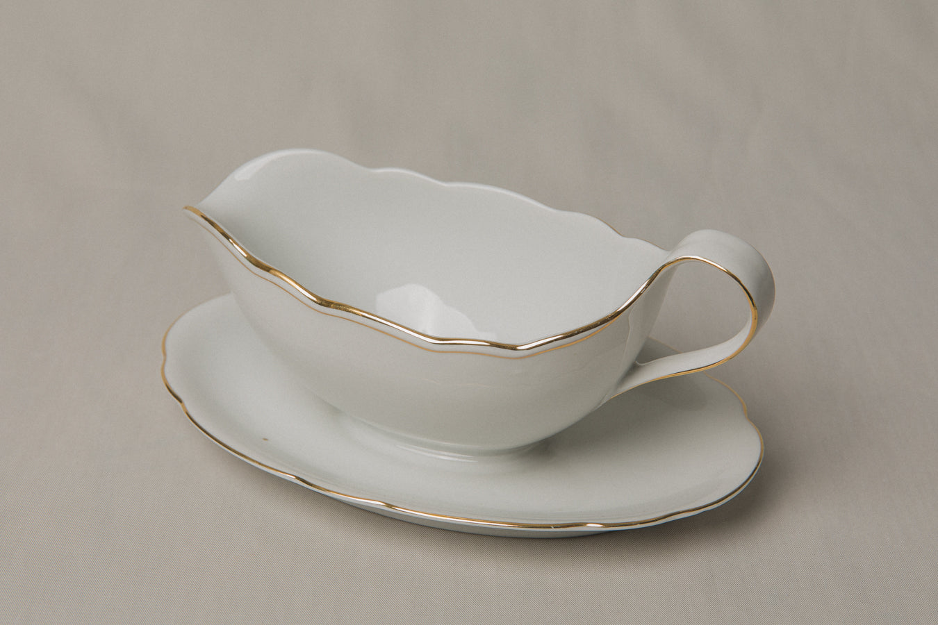 Vintage porcelain SAUCE DISH with gold stripe _ 1220