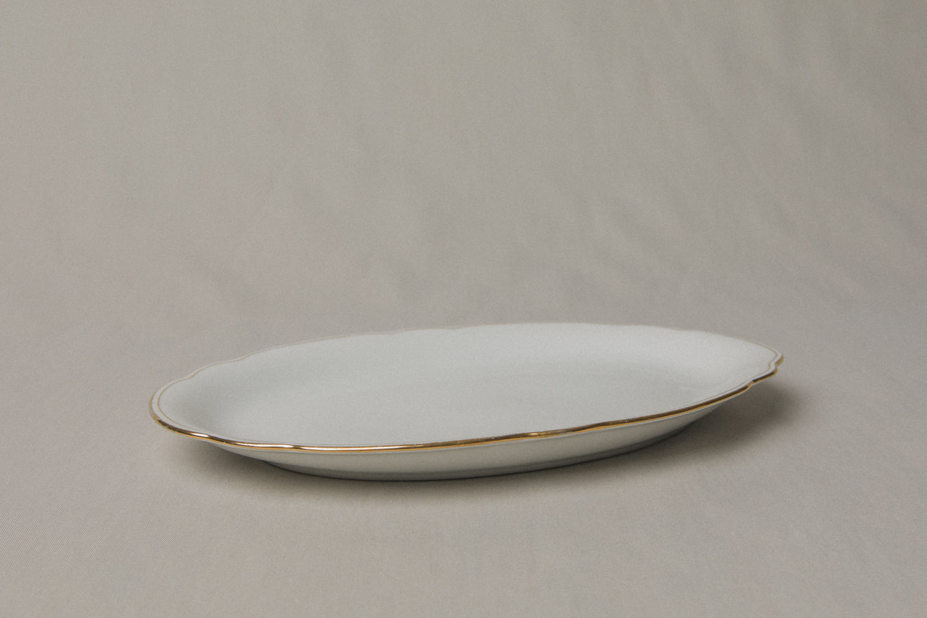 Vintage porcelain oval SERVING DISH with gold stripe _ 1233