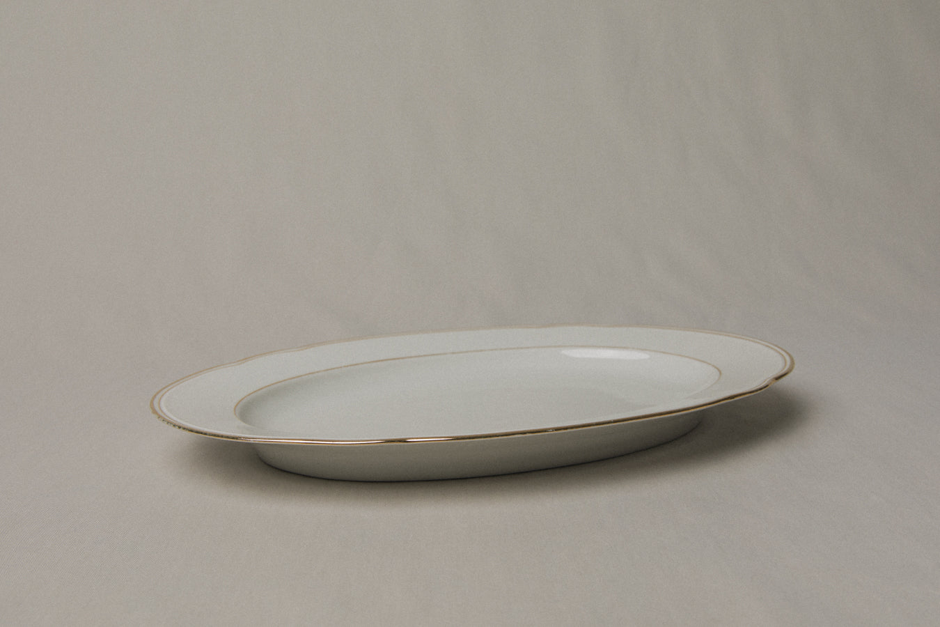Vintage porcelain oval SERVING DISH with gold stripe _ 1239