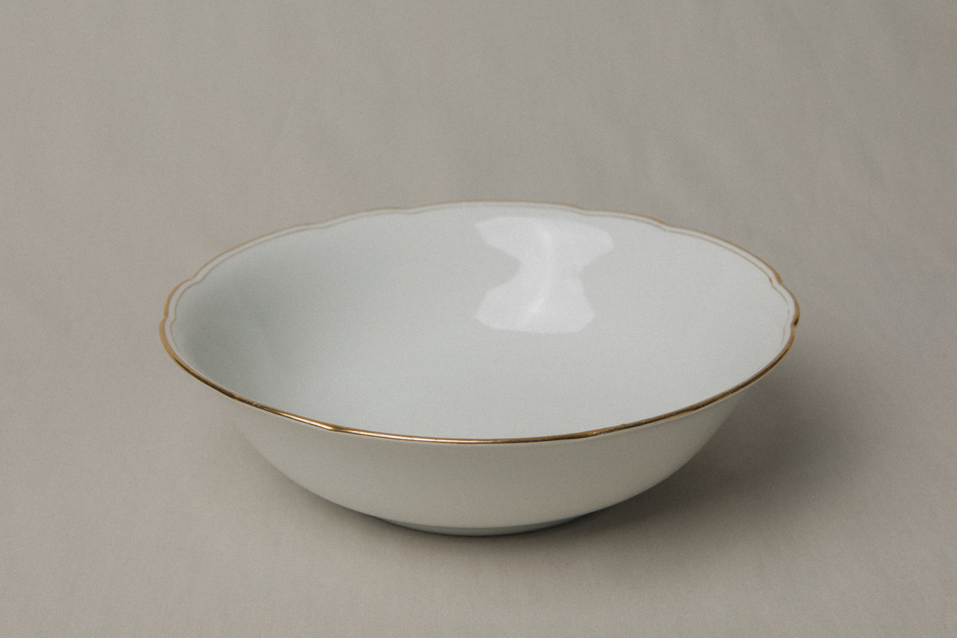 Vintage porcelain SERVING BOWL with gold stripe _ 1251