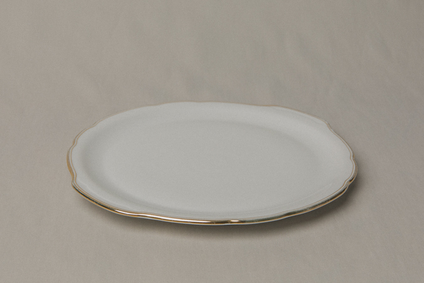 Vintage porcelain SERVING PLATE with gold stripe _ 1257