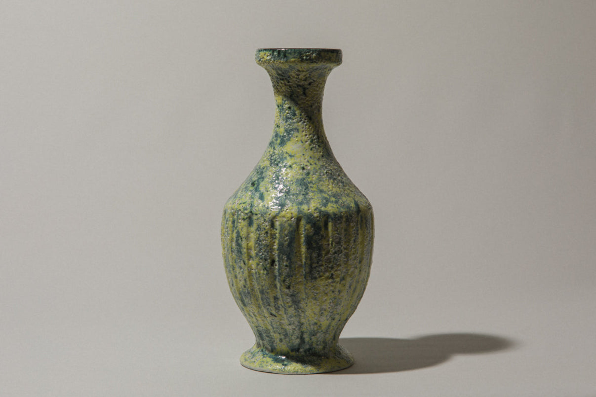 Bod ceramic VASE with yellow-green textured glaze