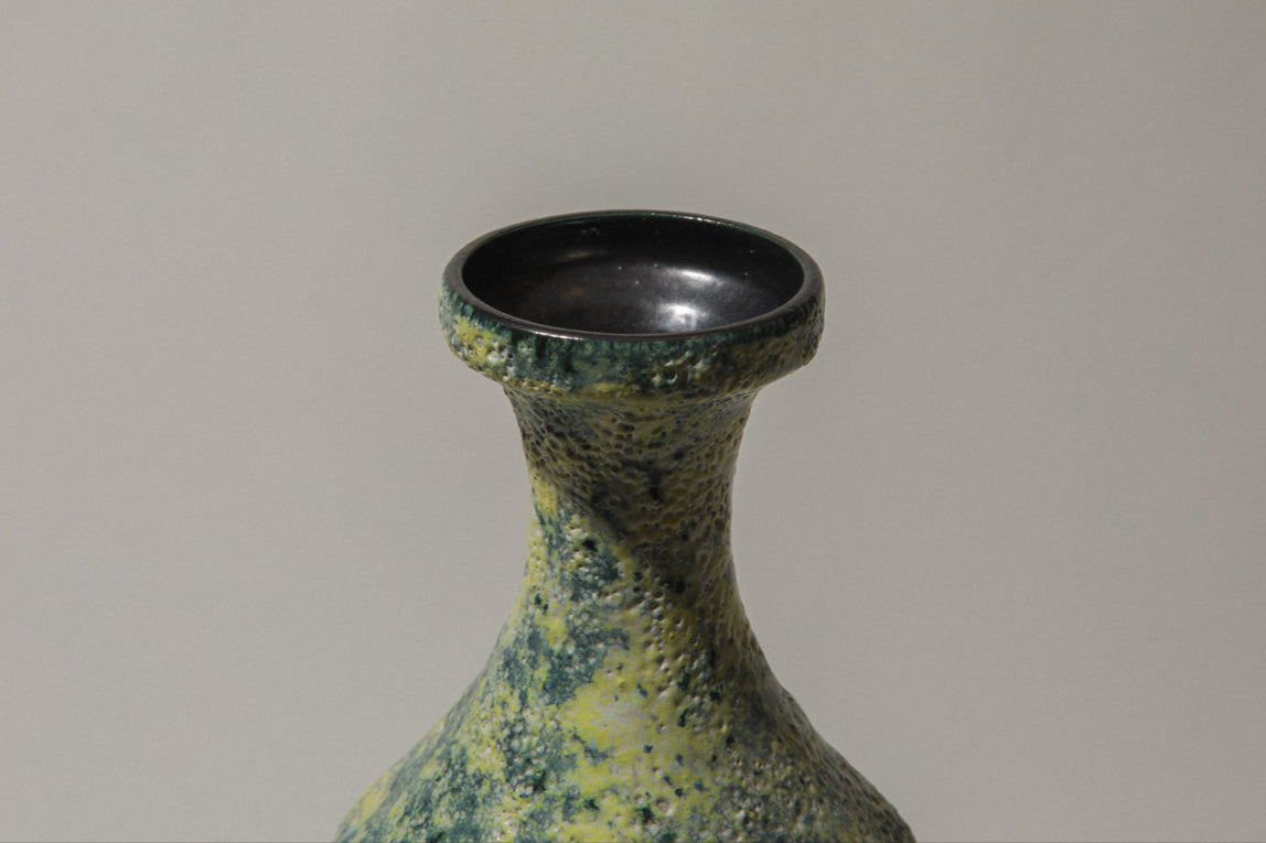 Bod ceramic VASE with yellow-green textured glaze