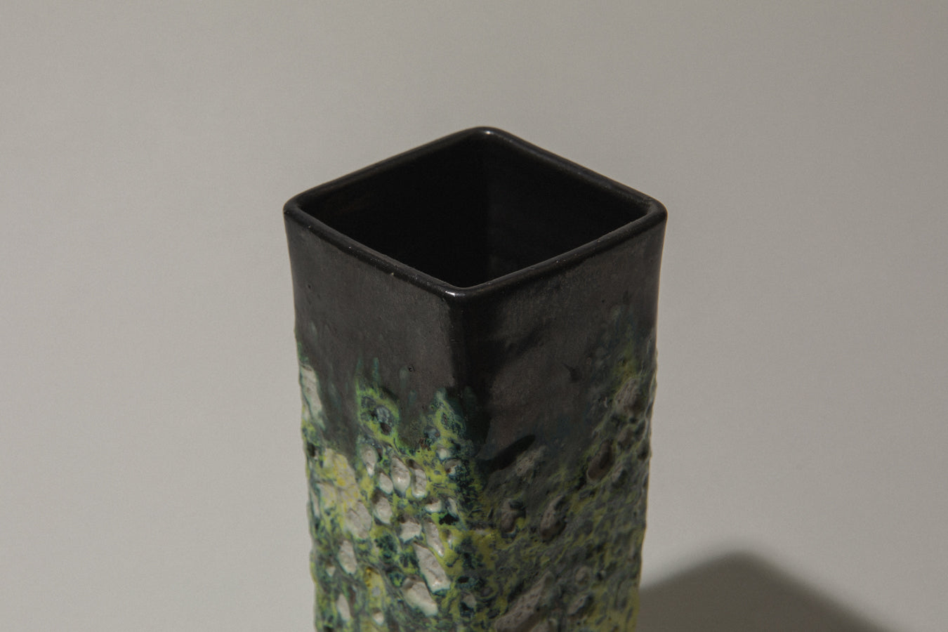 Bod ceramic VASE with black-yellow-green textured glaze