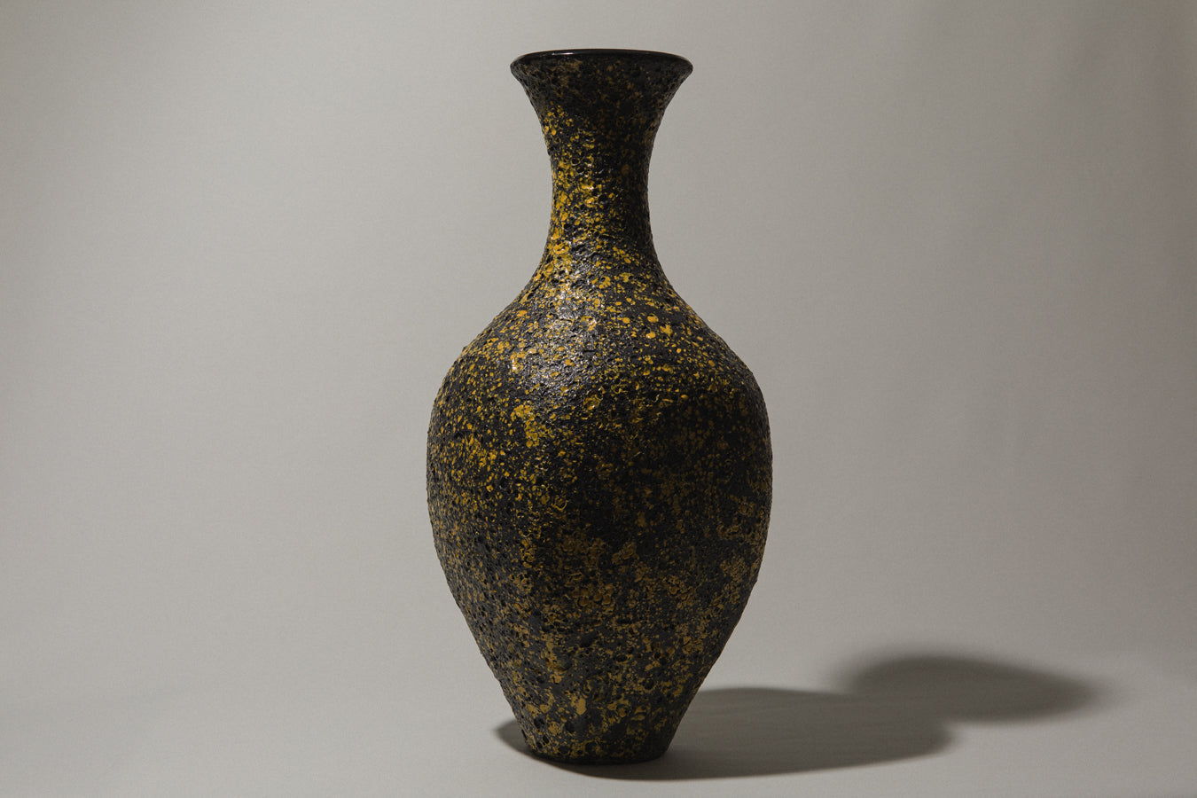 Bod ceramic VASE with black-yellow textured glaze