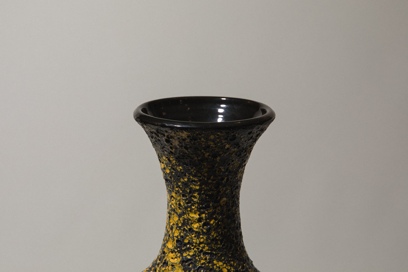 Bod ceramic VASE with black-yellow textured glaze