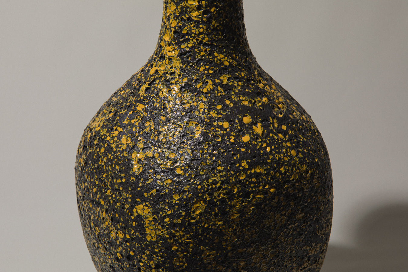 Bod ceramic VASE with black-yellow textured glaze