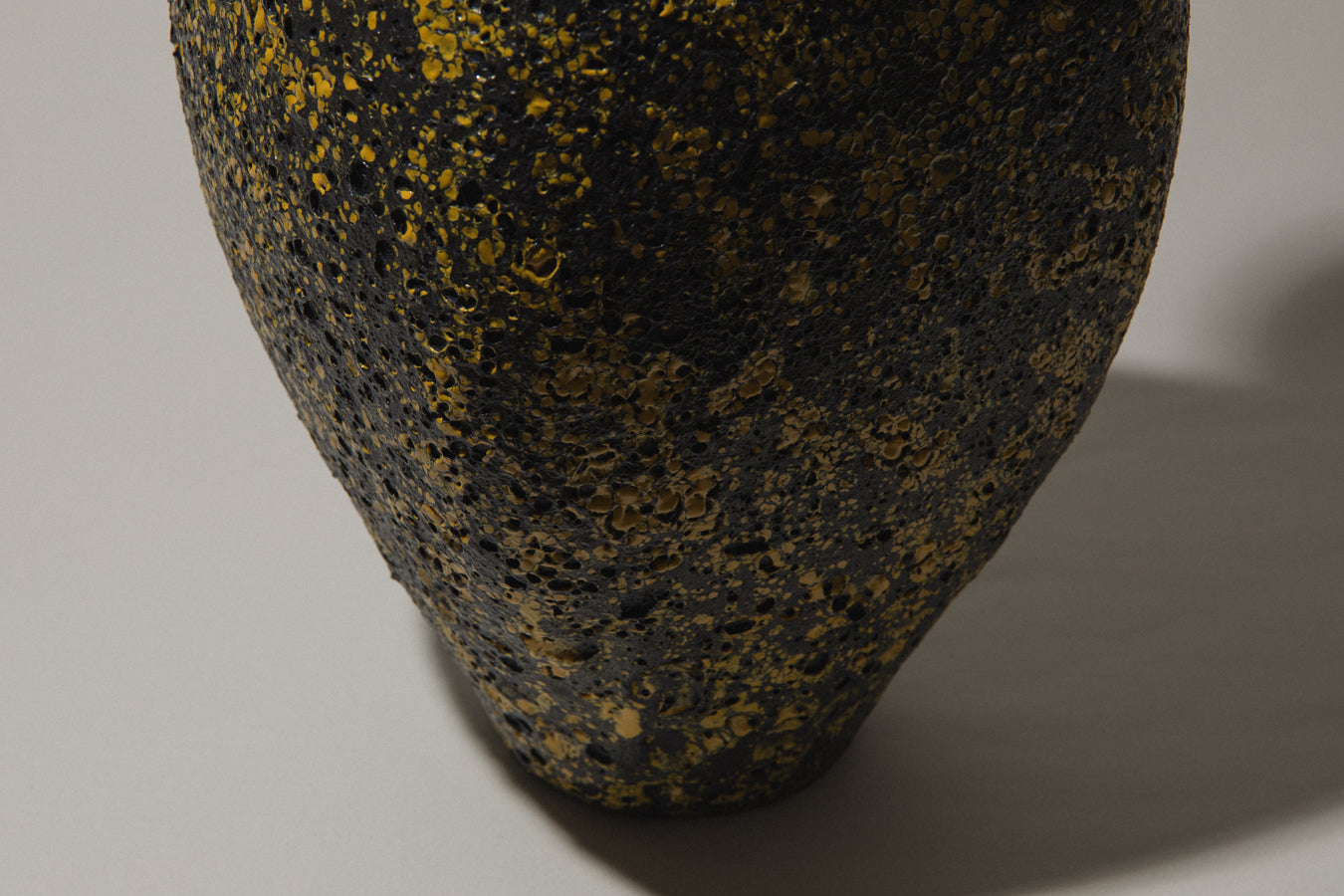 Bod ceramic VASE with black-yellow textured glaze