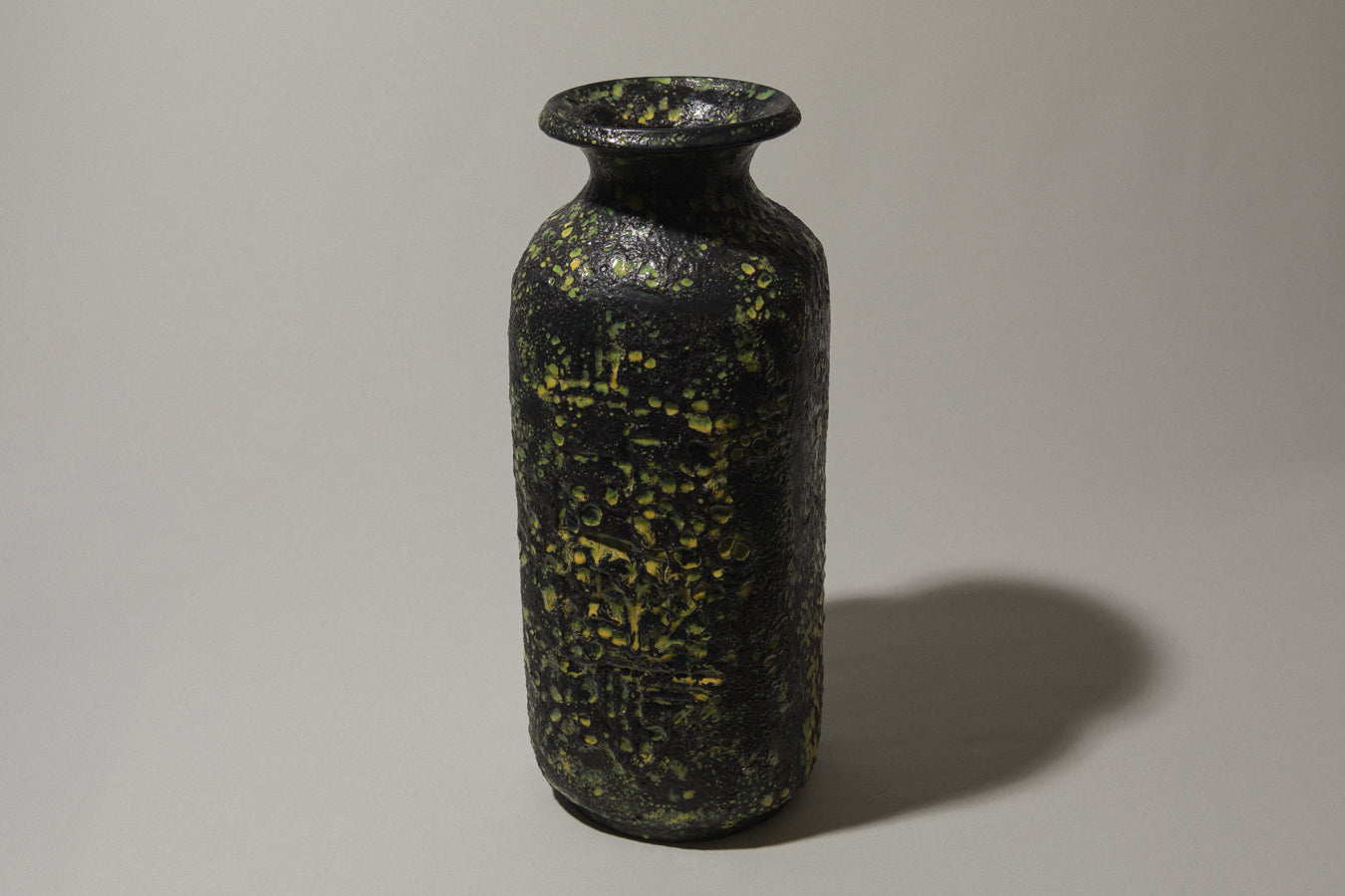 Bod ceramic VASE with black-yellow textured glaze
