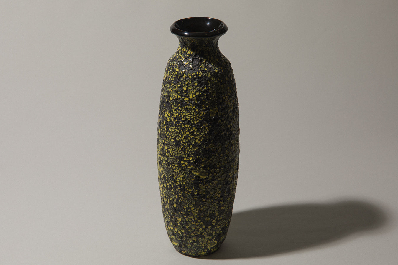 Bod ceramic VASE with black-yellow textured glaze