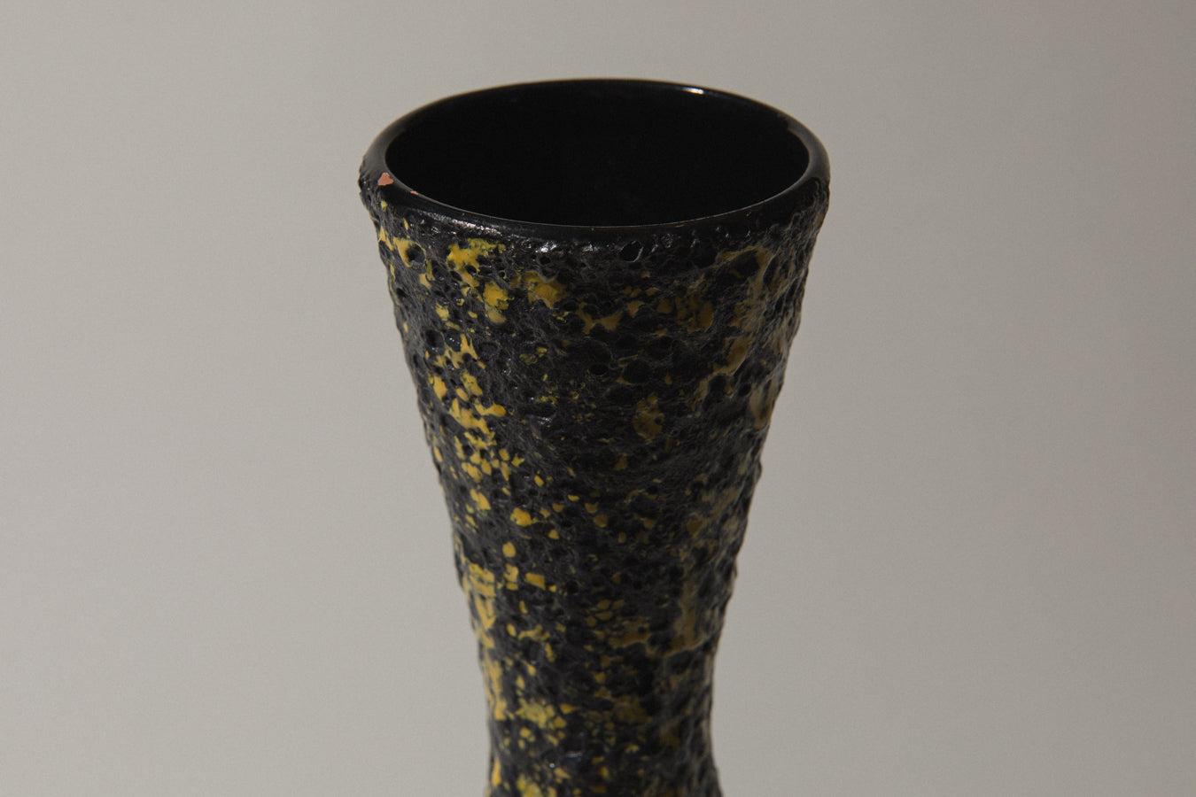 Bod ceramic VASE with black-yellow textured glaze