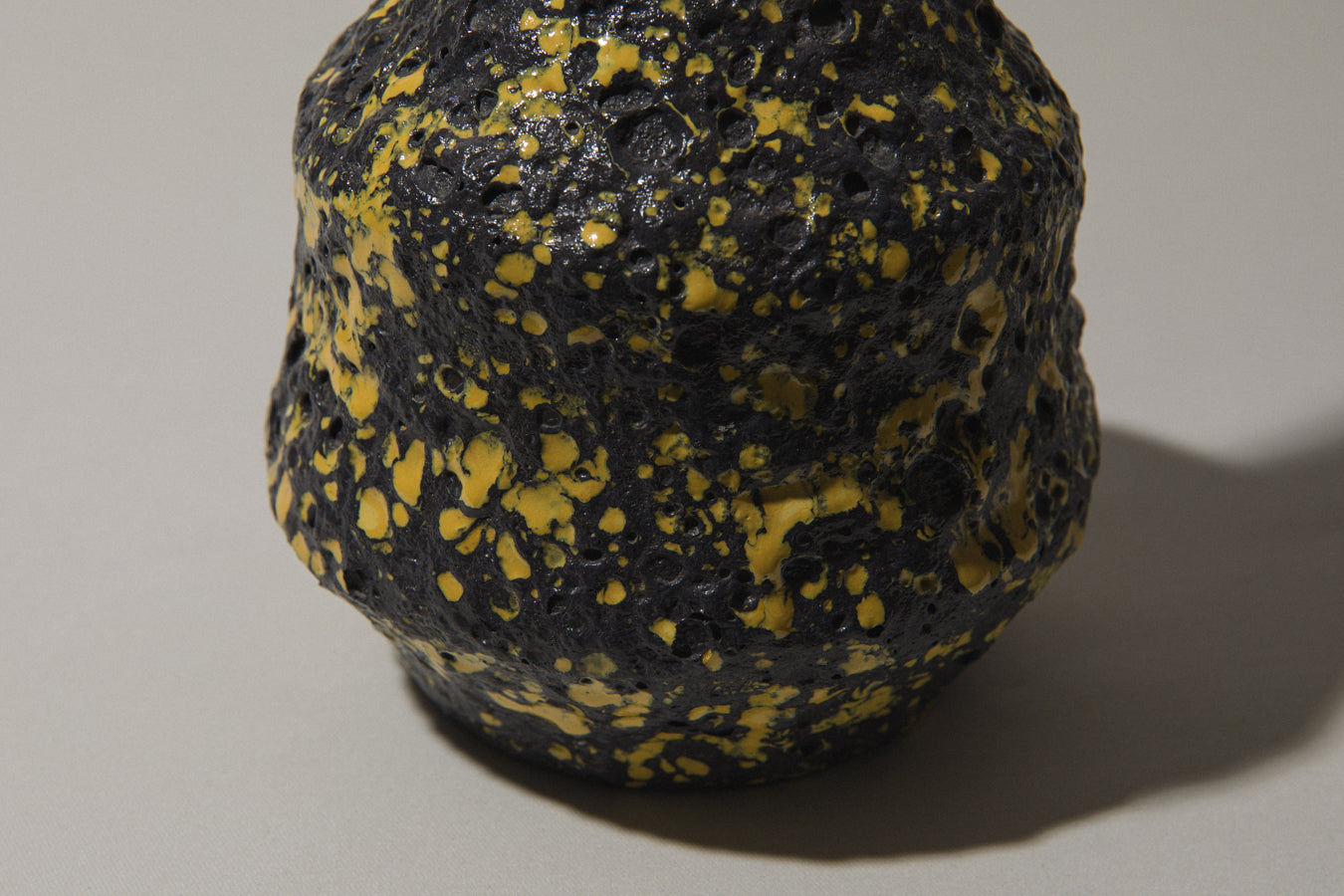 Bod ceramic VASE with black-yellow textured glaze