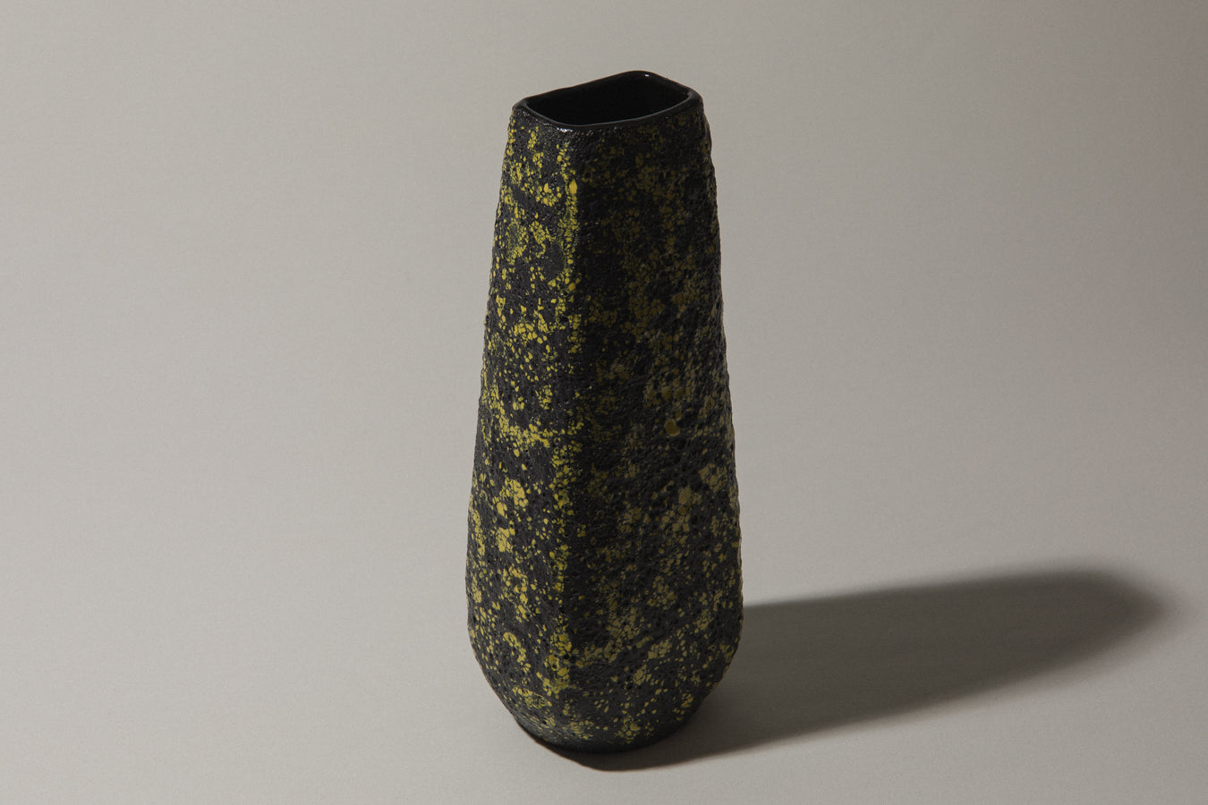 Bod ceramic VASE with black-yellow textured glaze