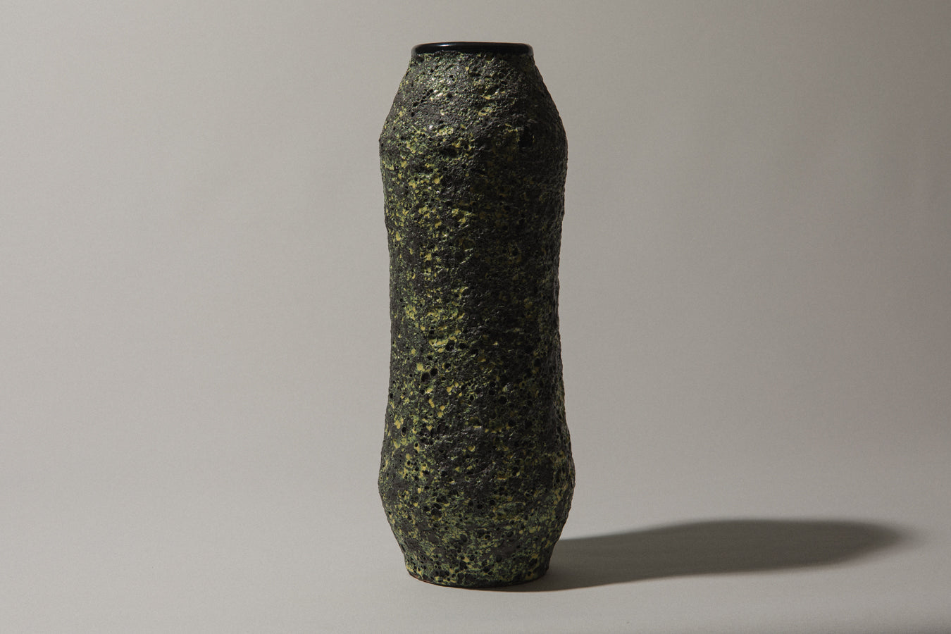 Bod ceramic VASE with black-yellow textured glaze