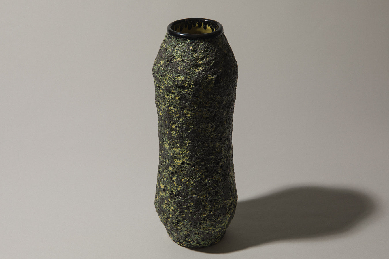 Bod ceramic VASE with black-yellow textured glaze
