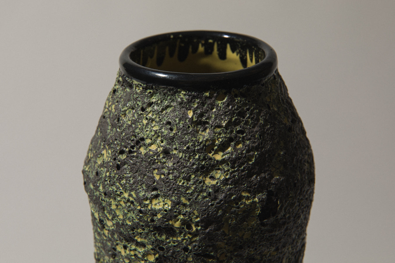 Bod ceramic VASE with black-yellow textured glaze