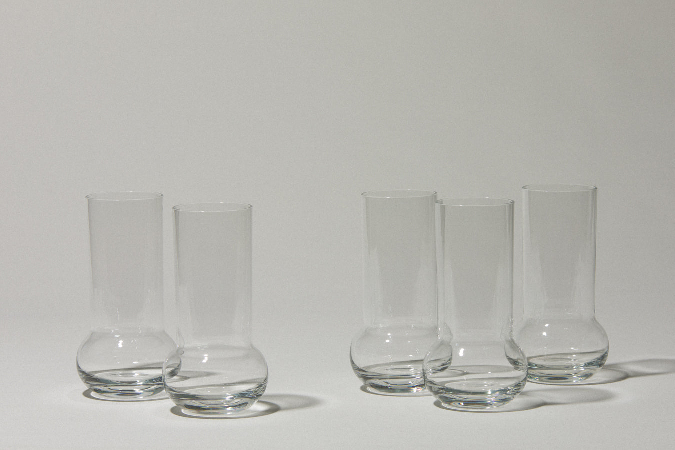 Set of five glass TUMBLERS