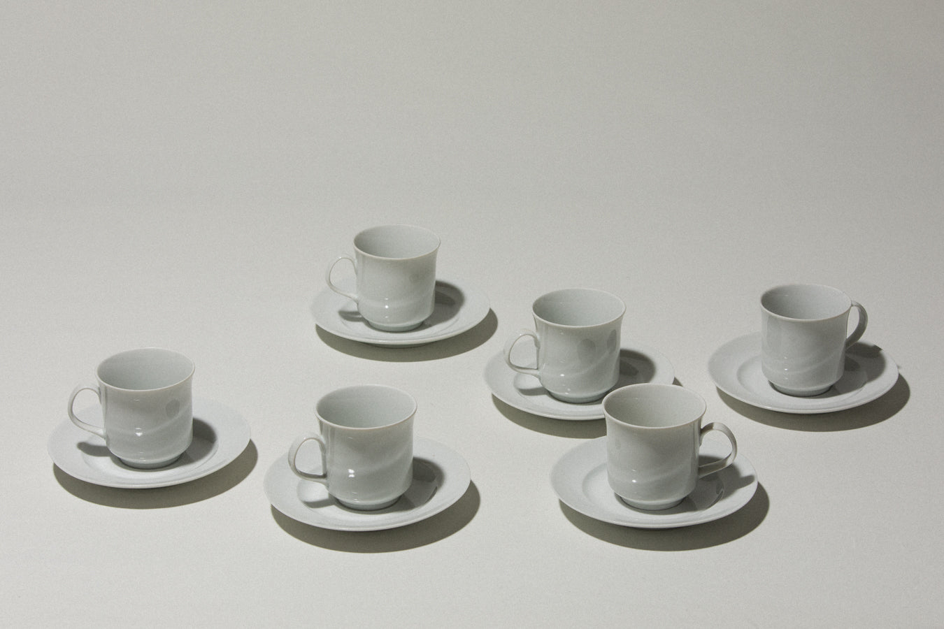 Set of six Alföld porcelain COFFEE CUP & SAUCER