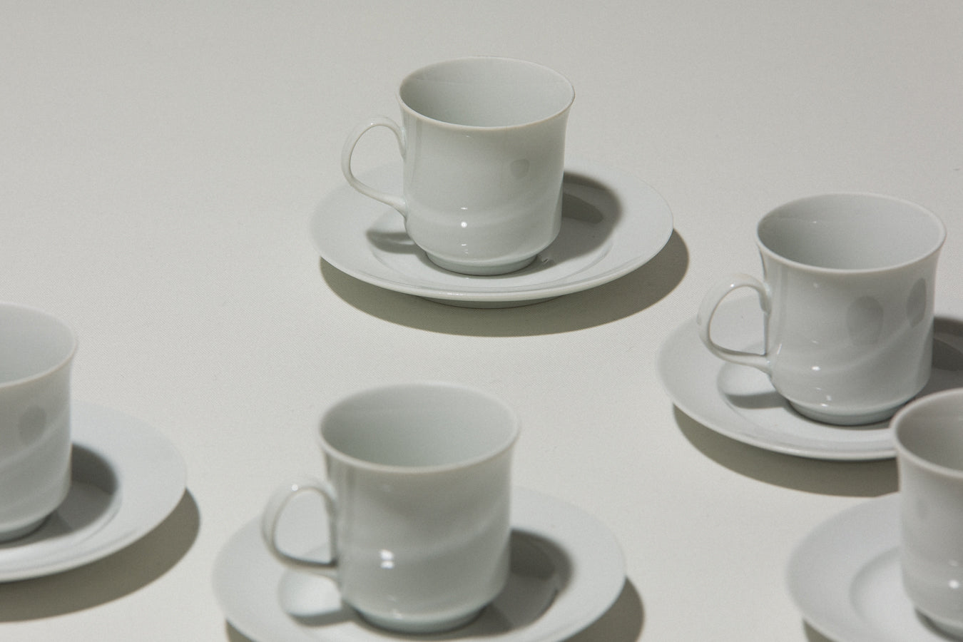 Set of six Alföld porcelain COFFEE CUP & SAUCER
