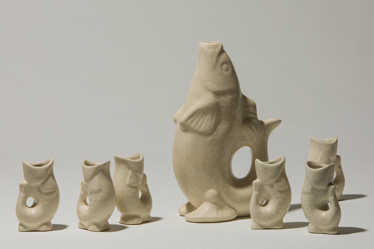 Faience fish-shaped SHOOTER SET