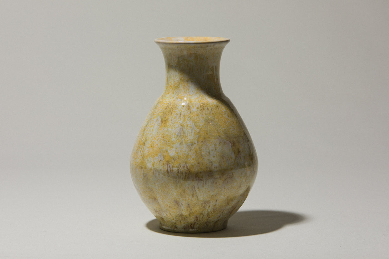 Ceramic bellied VASE with yellow glaze