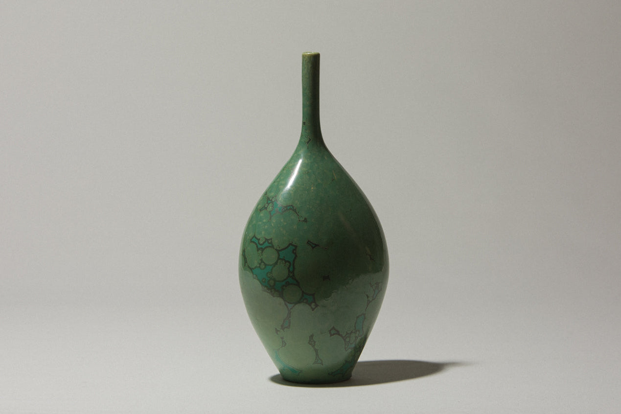 Porcelain VASE with green crystalline-glaze