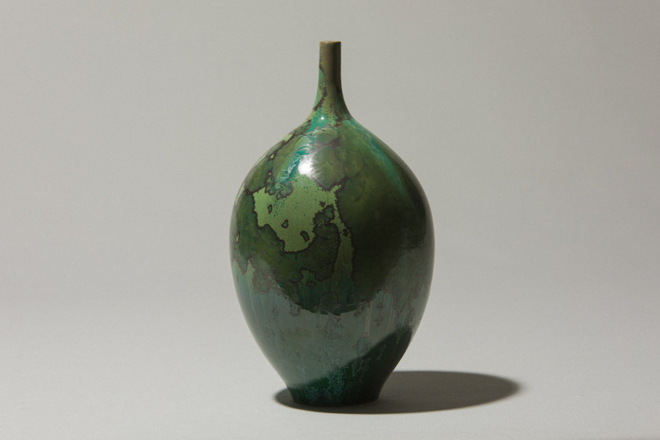 Porcelain VASE with green crystalline-glaze