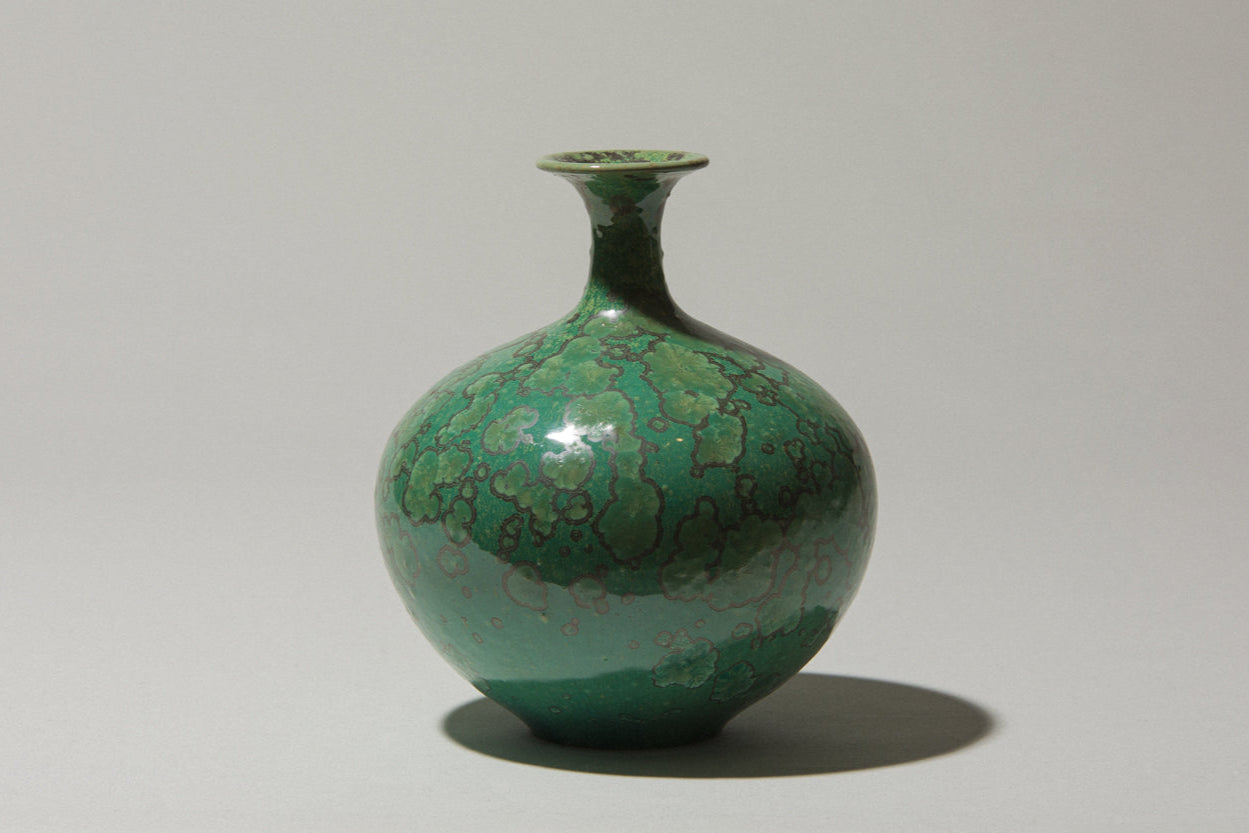 Porcelain VASE with green crystalline-glaze