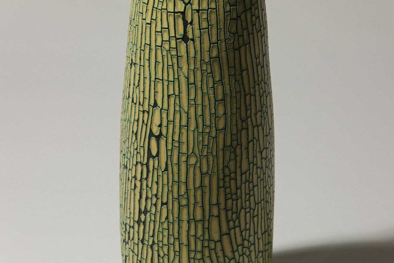 Ceramic VASE with yellow textured crackle glaze