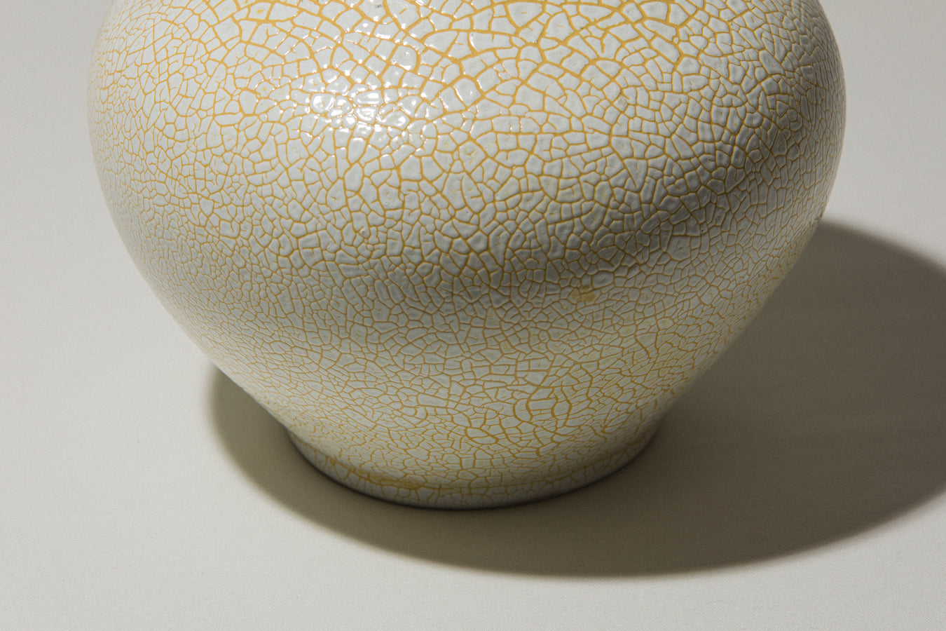 Ceramic sphere VASE with white textured crackle glaze