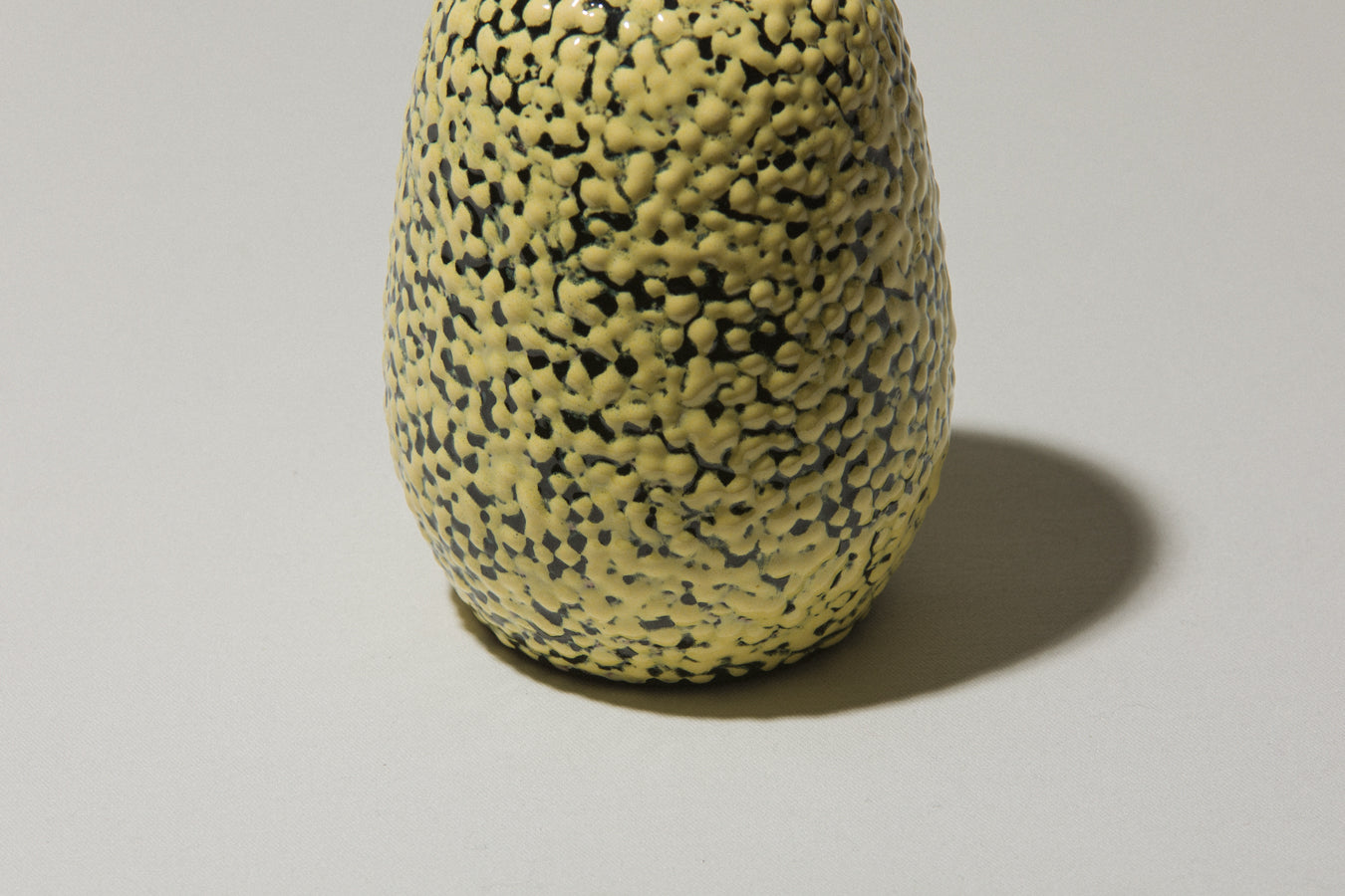 Ceramic oval VASE with yellow textured pea crackle glaze