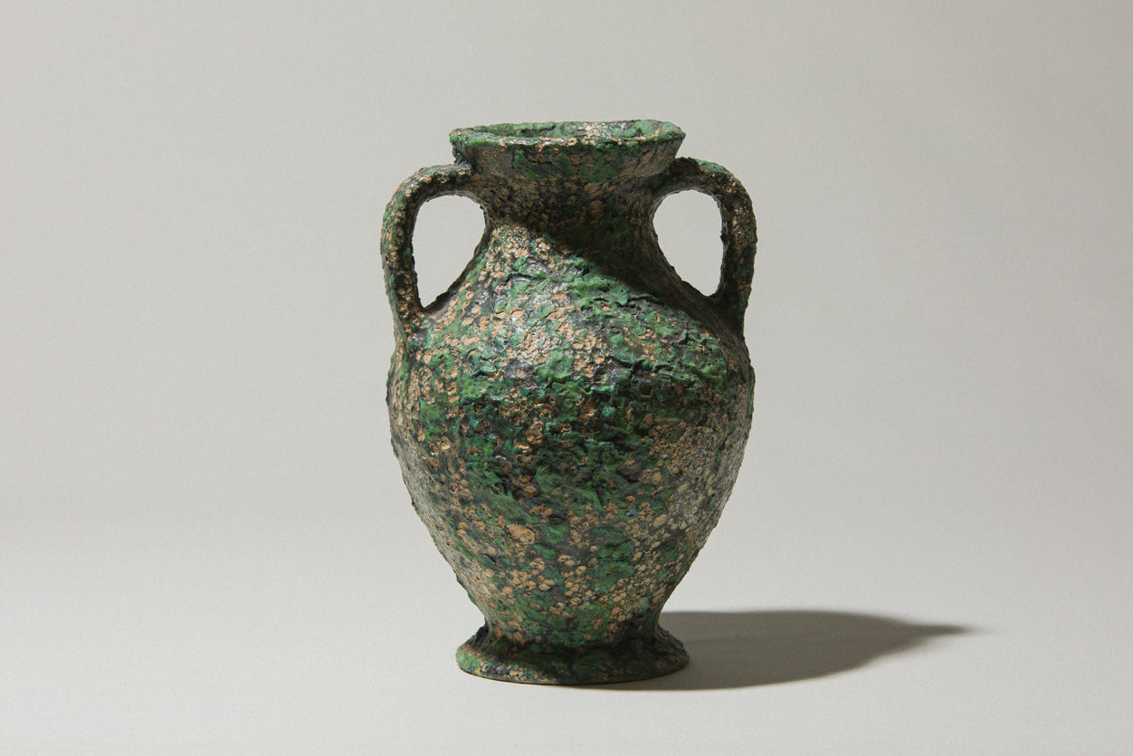 Bod ceramic VASE with handles and mint green textured glaze