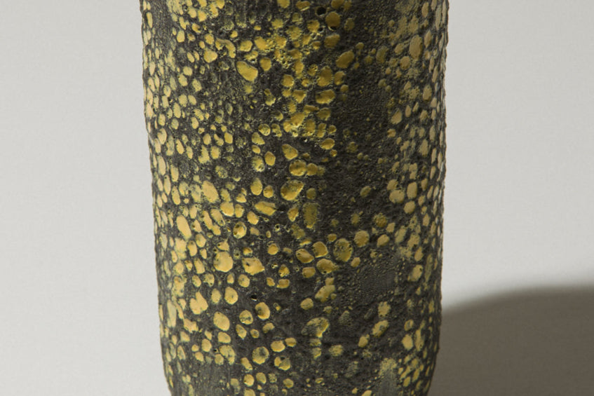Bod ceramic VASE with yellow-black textured glaze