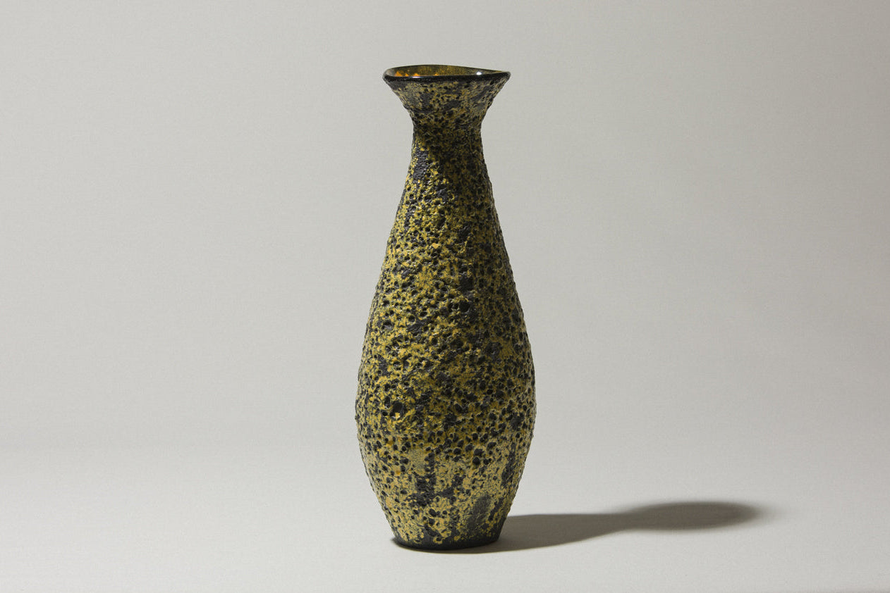 Bod ceramic VASE with yellow-black textured glaze