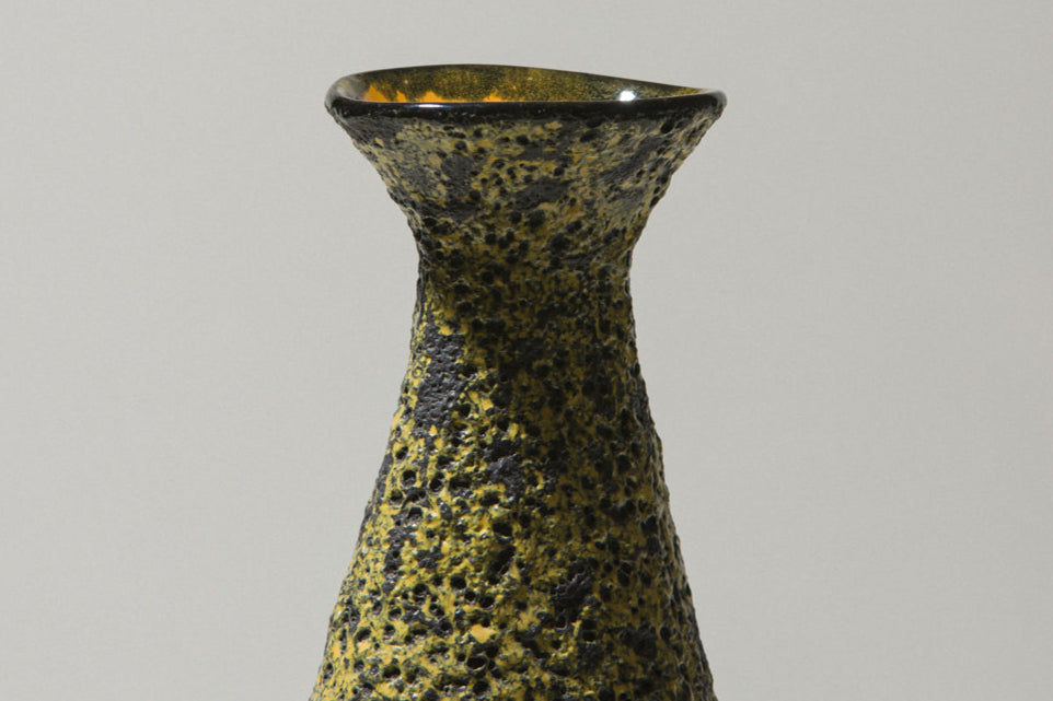 Bod ceramic VASE with yellow-black textured glaze