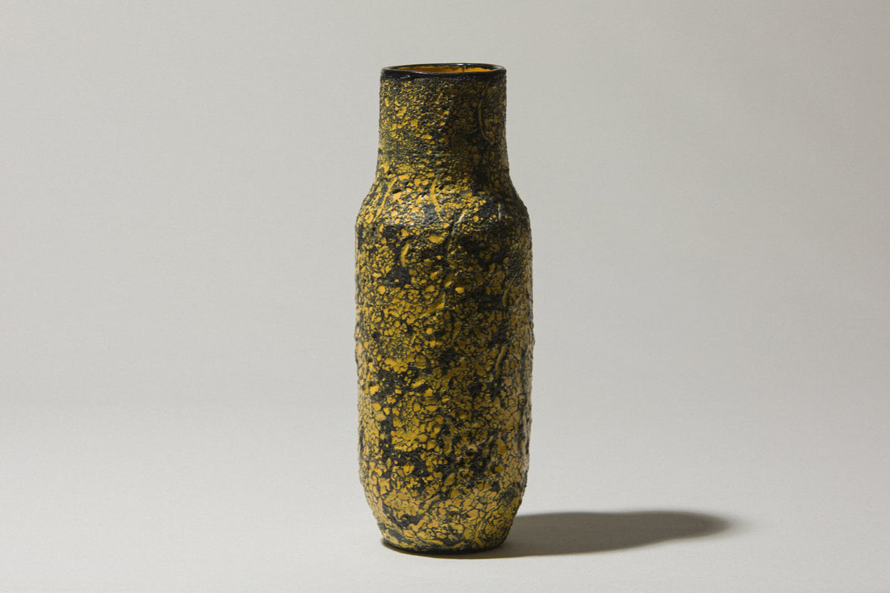 Bod ceramic VASE with yellow-black textured glaze