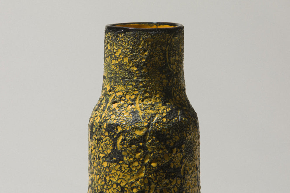 Bod ceramic VASE with yellow-black textured glaze