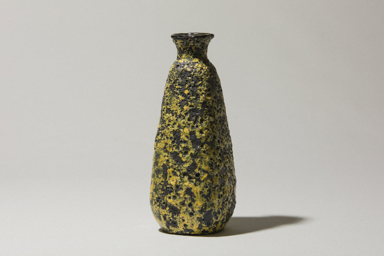 Bod ceramic VASE with yellow-black textured glaze