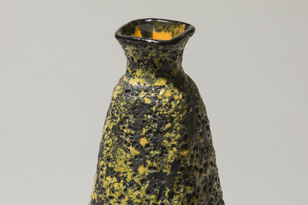 Bod ceramic VASE with yellow-black textured glaze