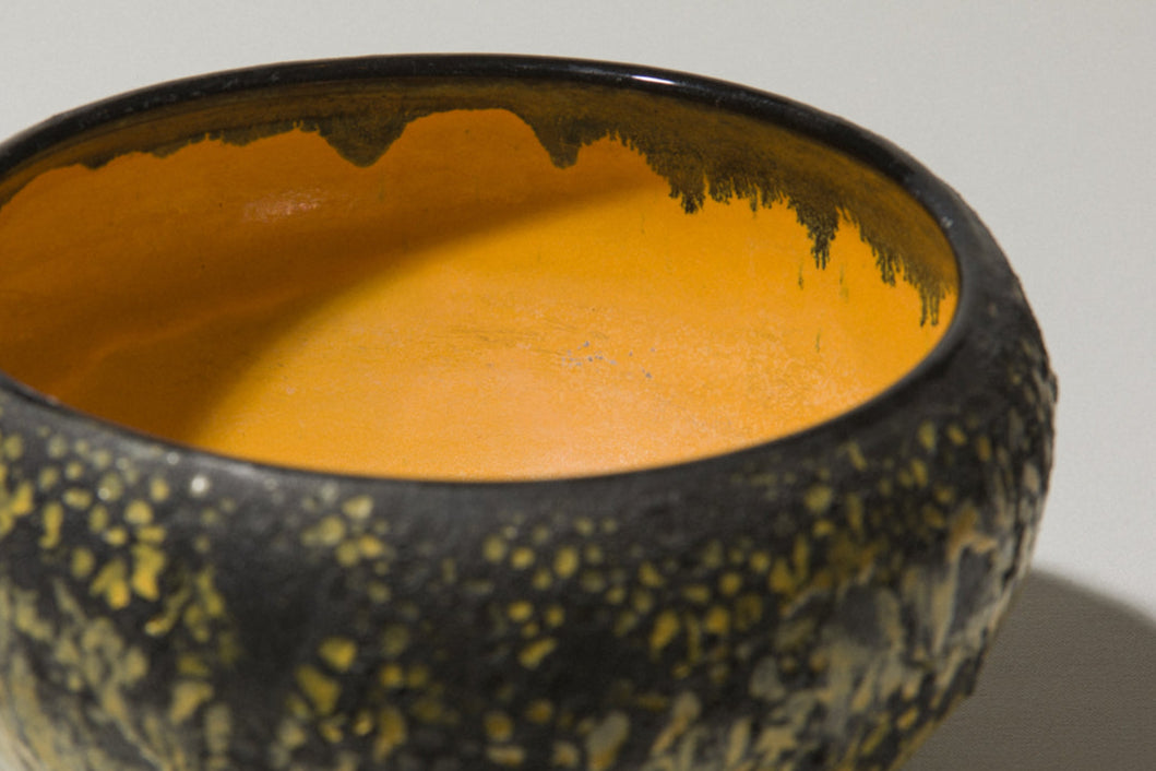 Bod ceramic BOWL with yellow-black textured glaze
